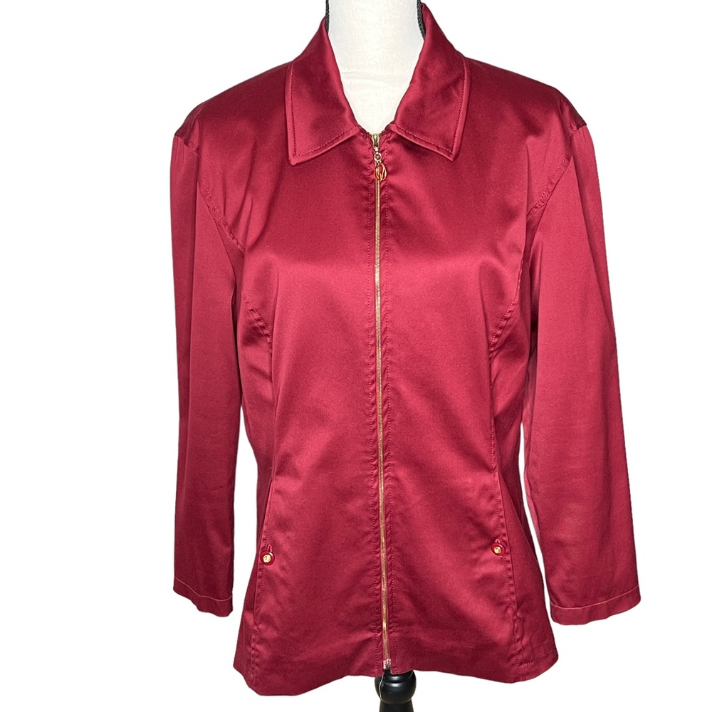 St. John Sport By Marie Gray Maroon Full Zip Sport Blazer Jacket Size M